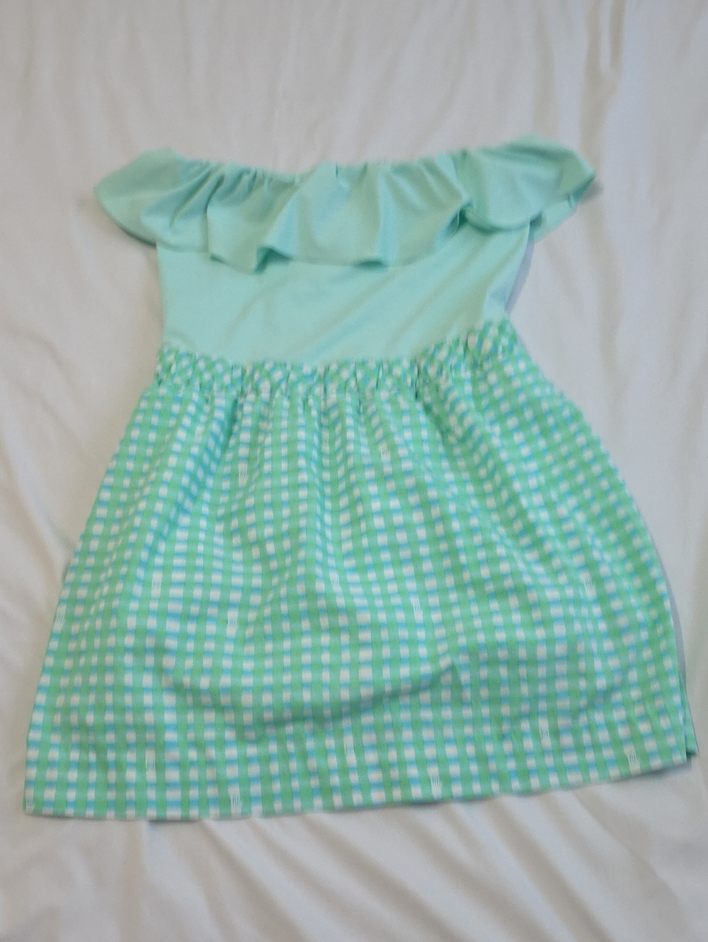 Lilly Pulitzer Mint Green Off-Shoulder Gingham Dress